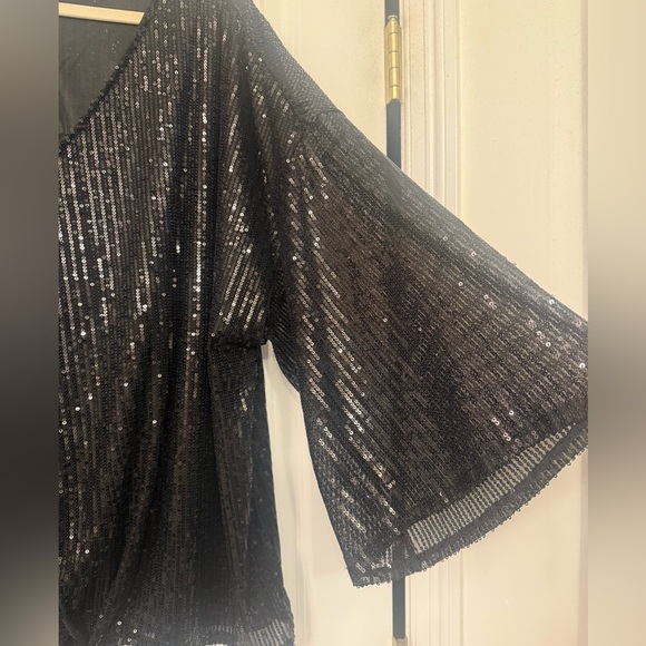 Belle by Kim Gravel Glam sequin tie knot blouse Neck 2X NWOT Whimsigoth Stevie - Picture 9 of 9